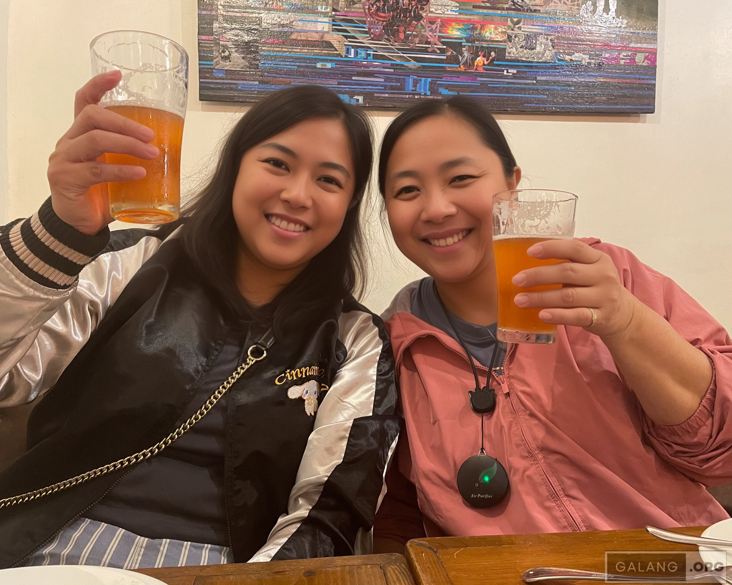 My Sister-in-law and The Wifey with their beers.